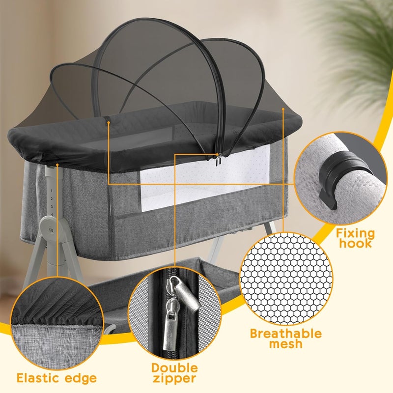 jiangcha Bassinet Cover for Cats - Mosquito Net Cover for Bassinet Bedside Sleeper Travel Crib to Keep Cats Out - Breathable Baby Mosquito Net with 2-Way Zipper (Black-Small) - Image 2